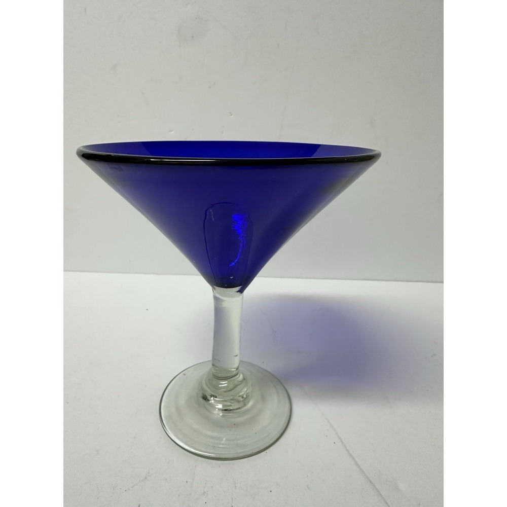 NOVICA Pure Cobalt Blue Handblown Martini Glass Mexico 6"X5 3/8" Cocktail